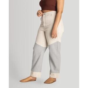 NEW Soluna Collective Denim Pants Womens 14 Two Tone Upcycled Cotton Relaxed Fit